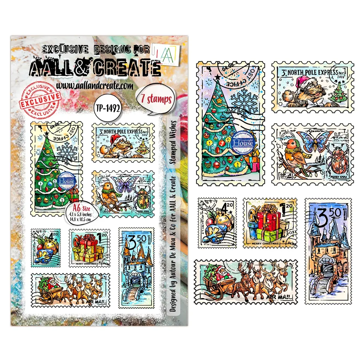 AALL & CREATE AALL & CREATE AUTOUR DE MWA #1492 STAMPED WISHES A6 CLEAR STAMP SET
