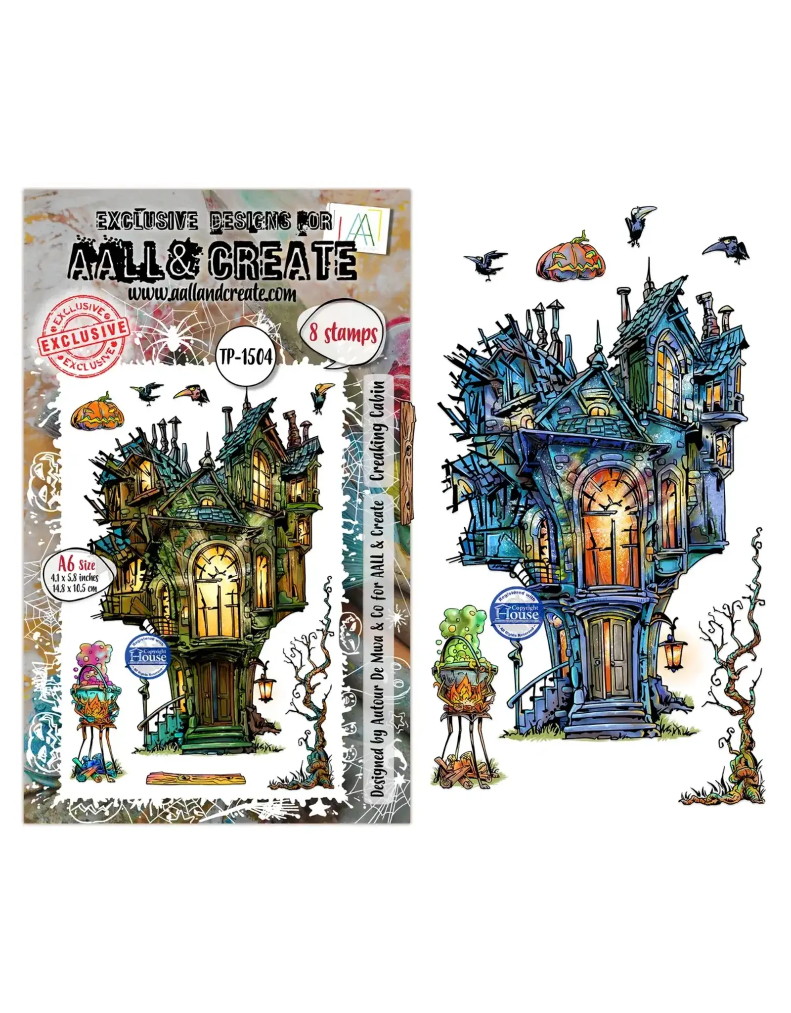 AALL & CREATE AALL & CREATE AUTOUR DE MWA #1504 CREAKING CABIN A6 CLEAR STAMP SET