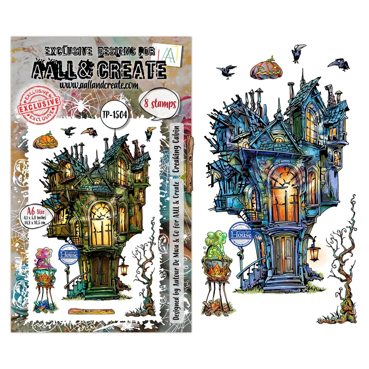 AALL & CREATE AALL & CREATE AUTOUR DE MWA #1504 CREAKING CABIN A6 CLEAR STAMP SET