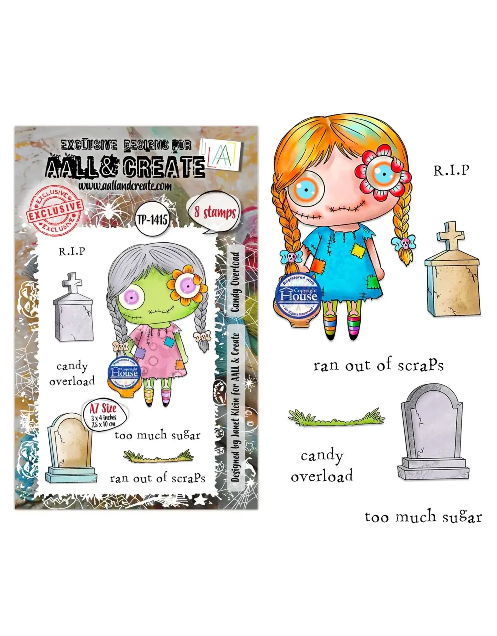 AALL & CREATE AALL & CREATE JANET KLEIN #1415 CANDY OVERLOAD A7 CLEAR STAMP SET