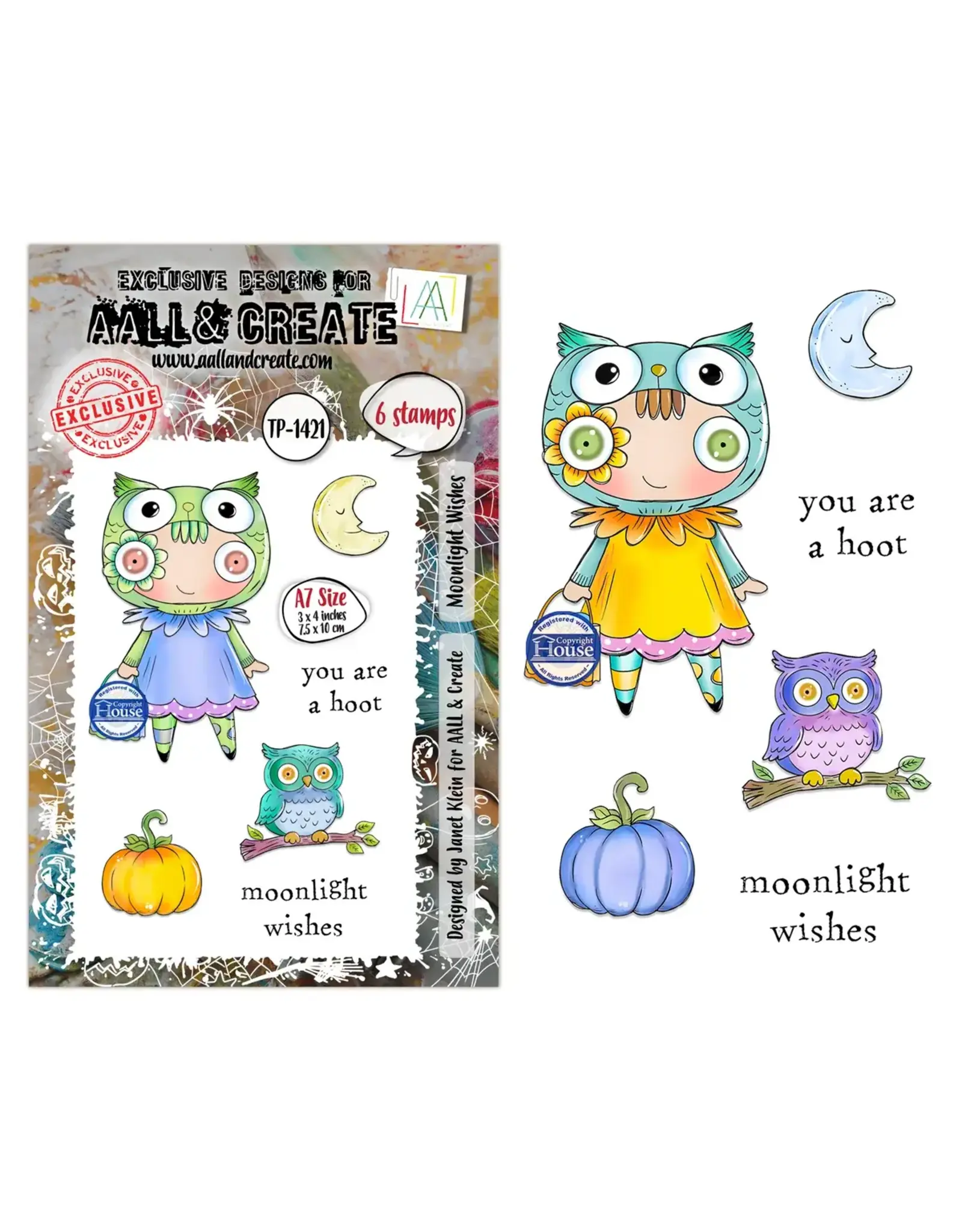 AALL & CREATE AALL & CREATE JANET KLEIN #1421 MOONLIGHT WISHES A7 CLEAR STAMP SET