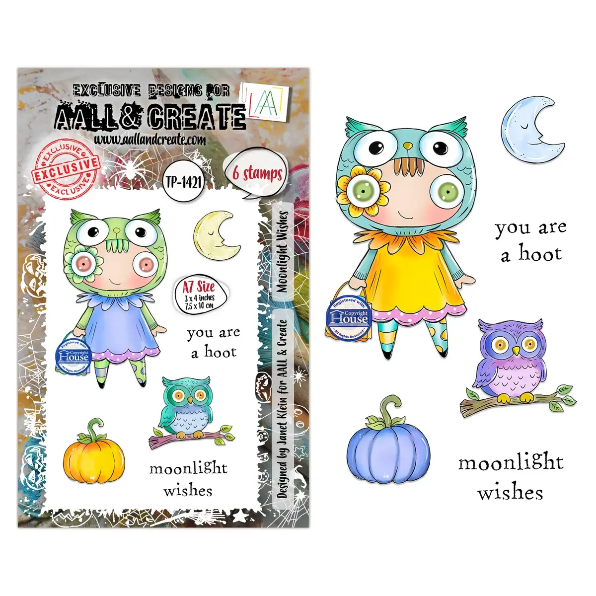 AALL & CREATE AALL & CREATE JANET KLEIN #1421 MOONLIGHT WISHES A7 CLEAR STAMP SET