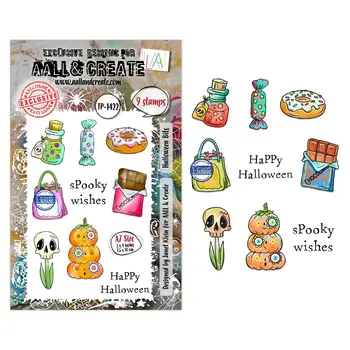 AALL & CREATE AALL & CREATE JANET KLEIN #1422 HALLOWEEN BITS A7 CLEAR STAMP SET