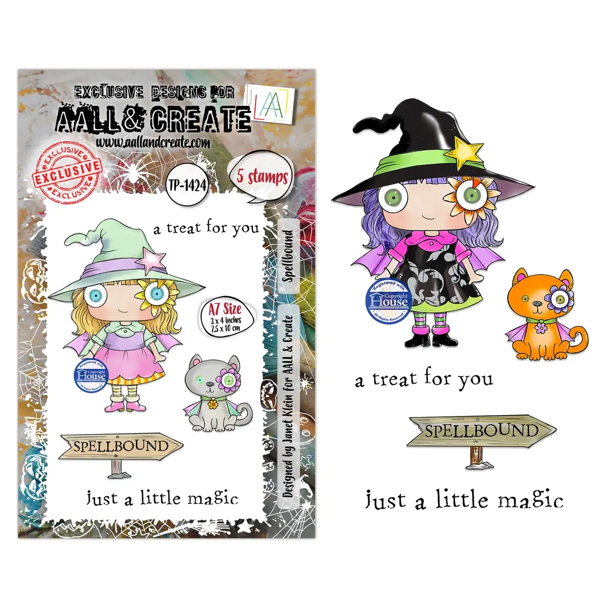 AALL & CREATE AALL & CREATE JANET KLEIN #1424 SPELLBOUND A7 CLEAR STAMP SET