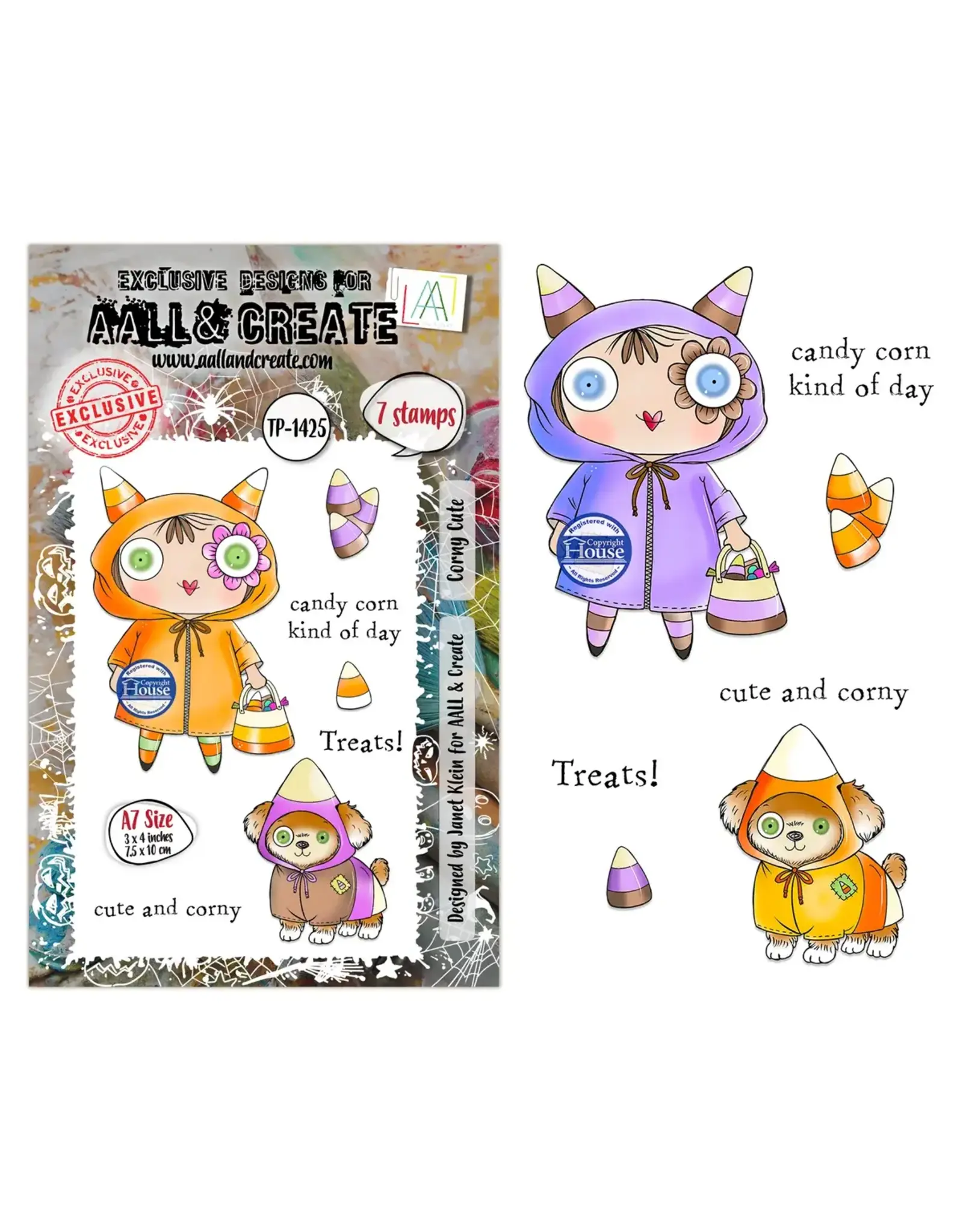 AALL & CREATE AALL & CREATE JANET KLEIN #1425 CORNY CUTE A7 CLEAR STAMP SET