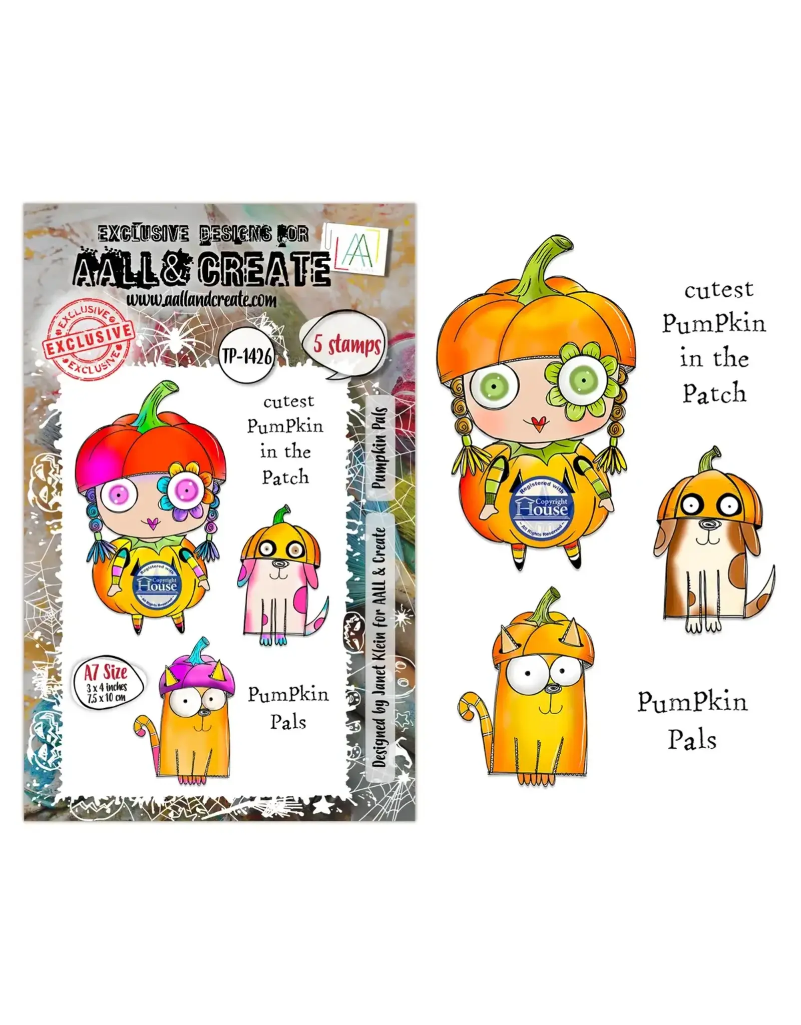 AALL & CREATE AALL & CREATE JANET KLEIN #1426 PUMPKIN PALS A7 CLEAR STAMP SET