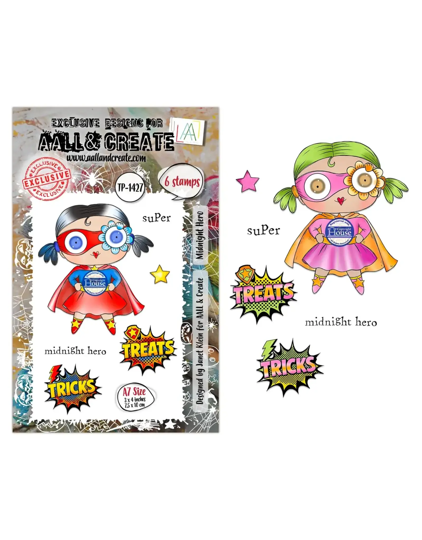 AALL & CREATE AALL & CREATE JANET KLEIN #1427 MIDNIGHT HERO A7 CLEAR STAMP SET