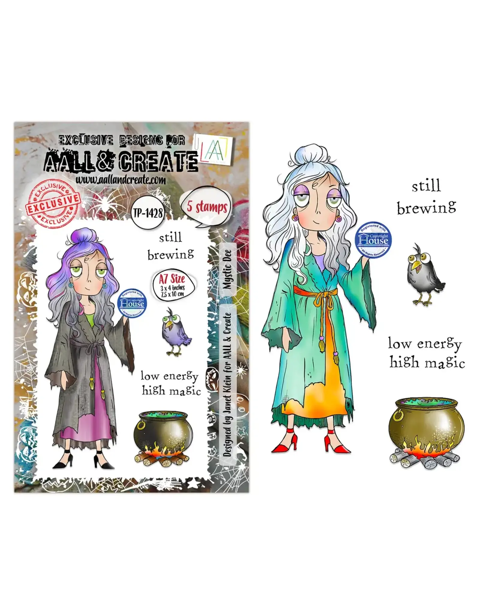 AALL & CREATE AALL & CREATE JANET KLEIN #1428 MYSTIC DEE A7 CLEAR STAMP SET