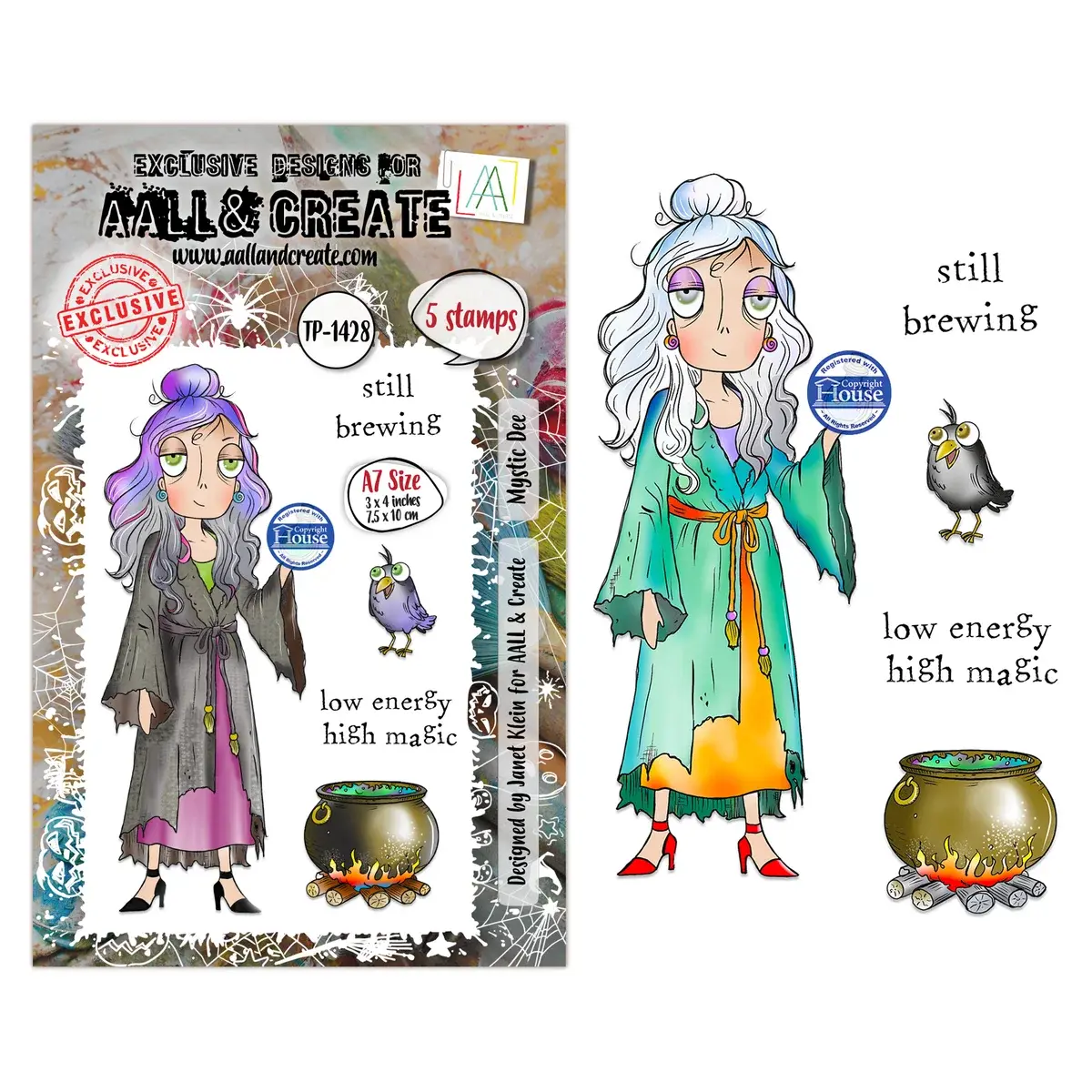 AALL & CREATE AALL & CREATE JANET KLEIN #1428 MYSTIC DEE A7 CLEAR STAMP SET