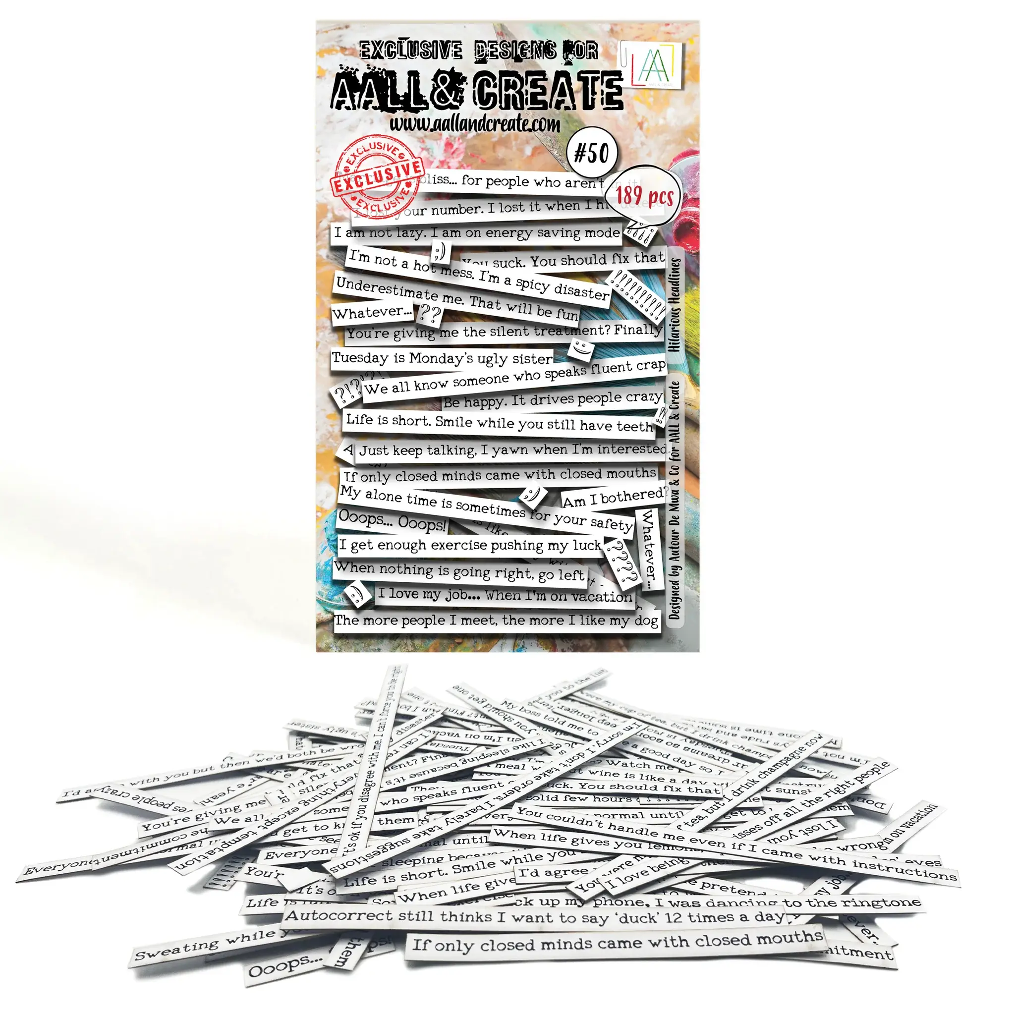 AALL & CREATE AALL & CREATE AUTOUR DE MWA #50 HILARIOUS HEADLINES EPHEMERA DIE CUTS 189/PK
