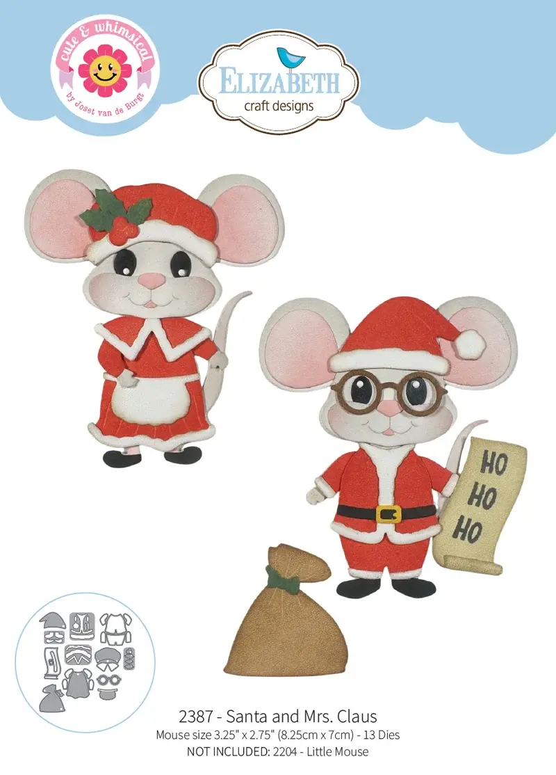ELIZABETH CRAFT DESIGNS ELIZABETH CRAFT DESIGNS CUTE & WHIMSICAL SNUGGLE SEASON SANTA AND MRS. CLAUS DIE SET