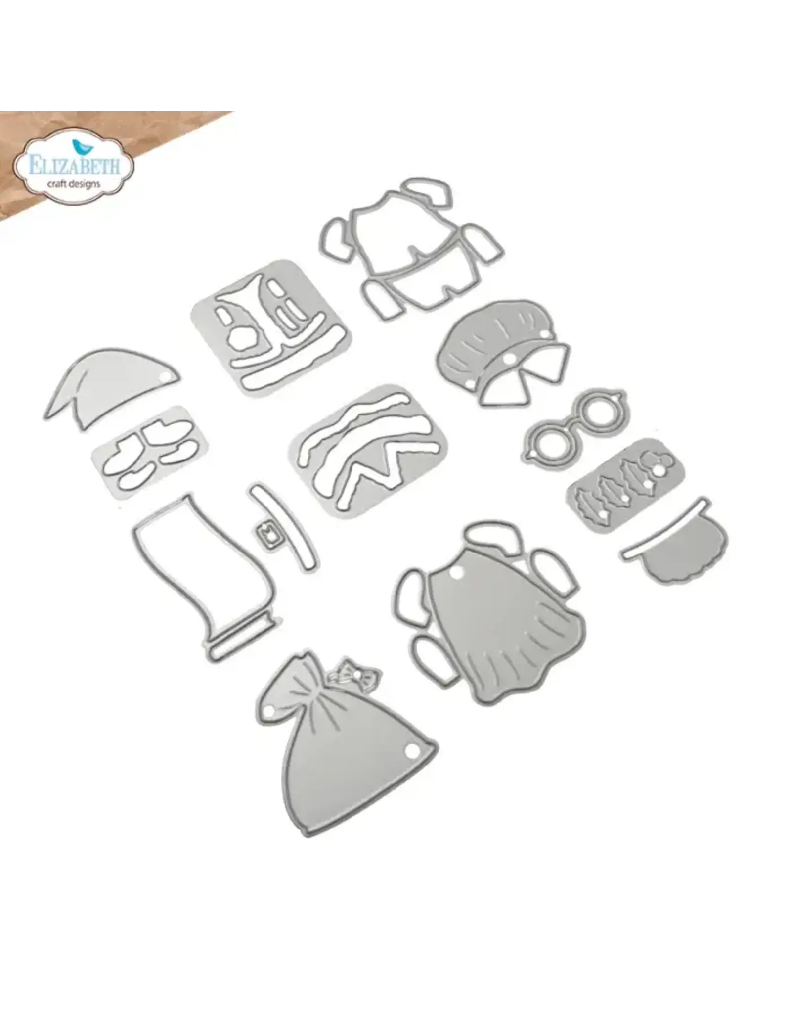 ELIZABETH CRAFT DESIGNS ELIZABETH CRAFT DESIGNS CUTE & WHIMSICAL SNUGGLE SEASON SANTA AND MRS. CLAUS DIE SET
