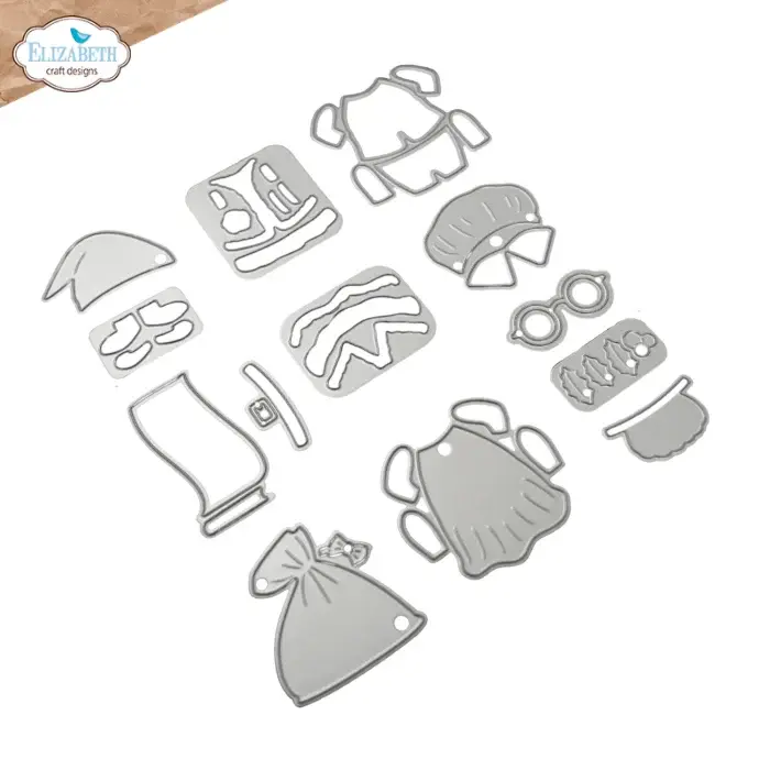 ELIZABETH CRAFT DESIGNS ELIZABETH CRAFT DESIGNS CUTE & WHIMSICAL SNUGGLE SEASON SANTA AND MRS. CLAUS DIE SET