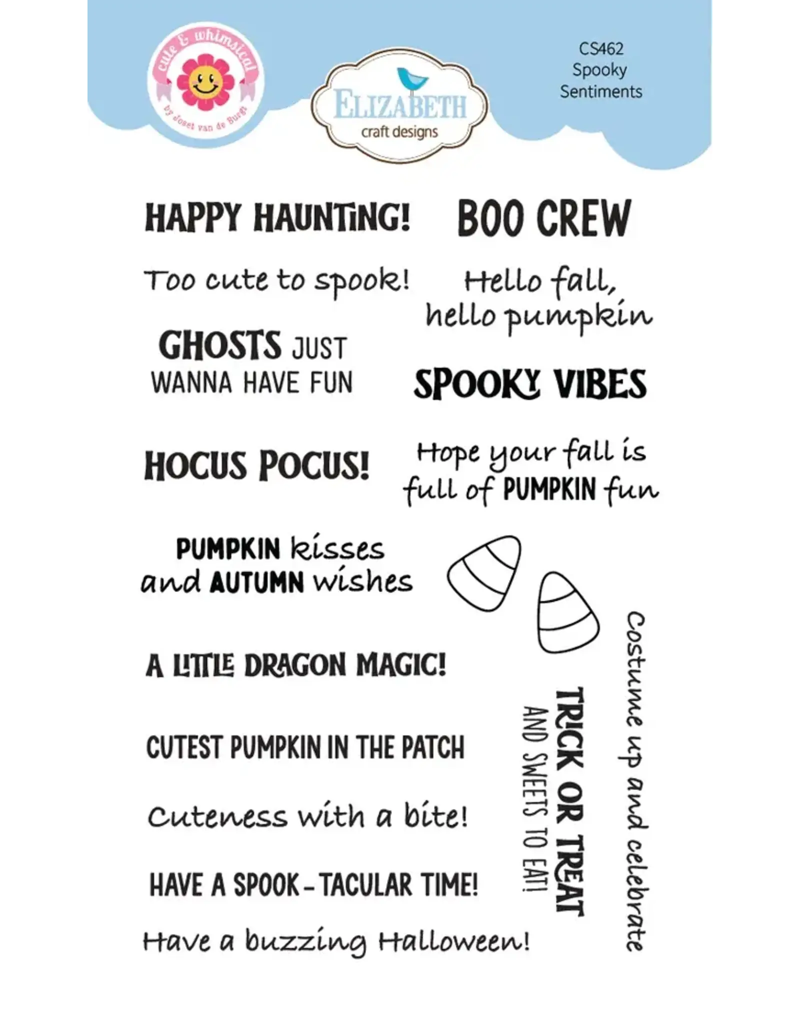 ELIZABETH CRAFT DESIGNS ELIZABETH CRAFT DESIGNS CUTE & WHIMSICAL SNUGGLE SEASON SPOOKY SENTIMENTS CLEAR STAMP SET