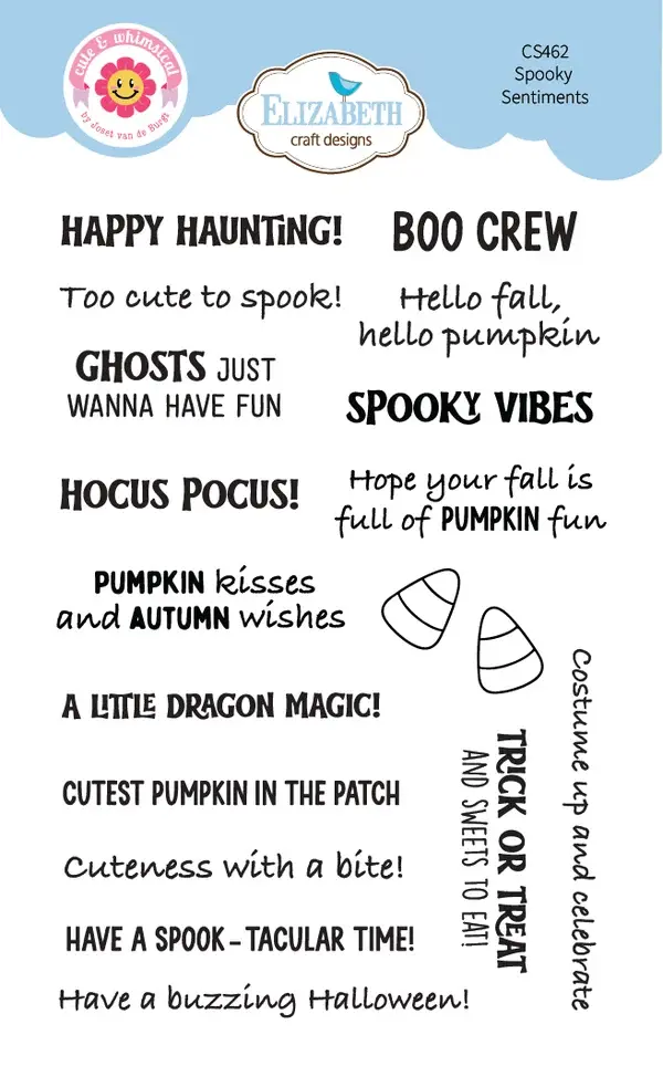ELIZABETH CRAFT DESIGNS ELIZABETH CRAFT DESIGNS CUTE & WHIMSICAL SNUGGLE SEASON SPOOKY SENTIMENTS CLEAR STAMP SET