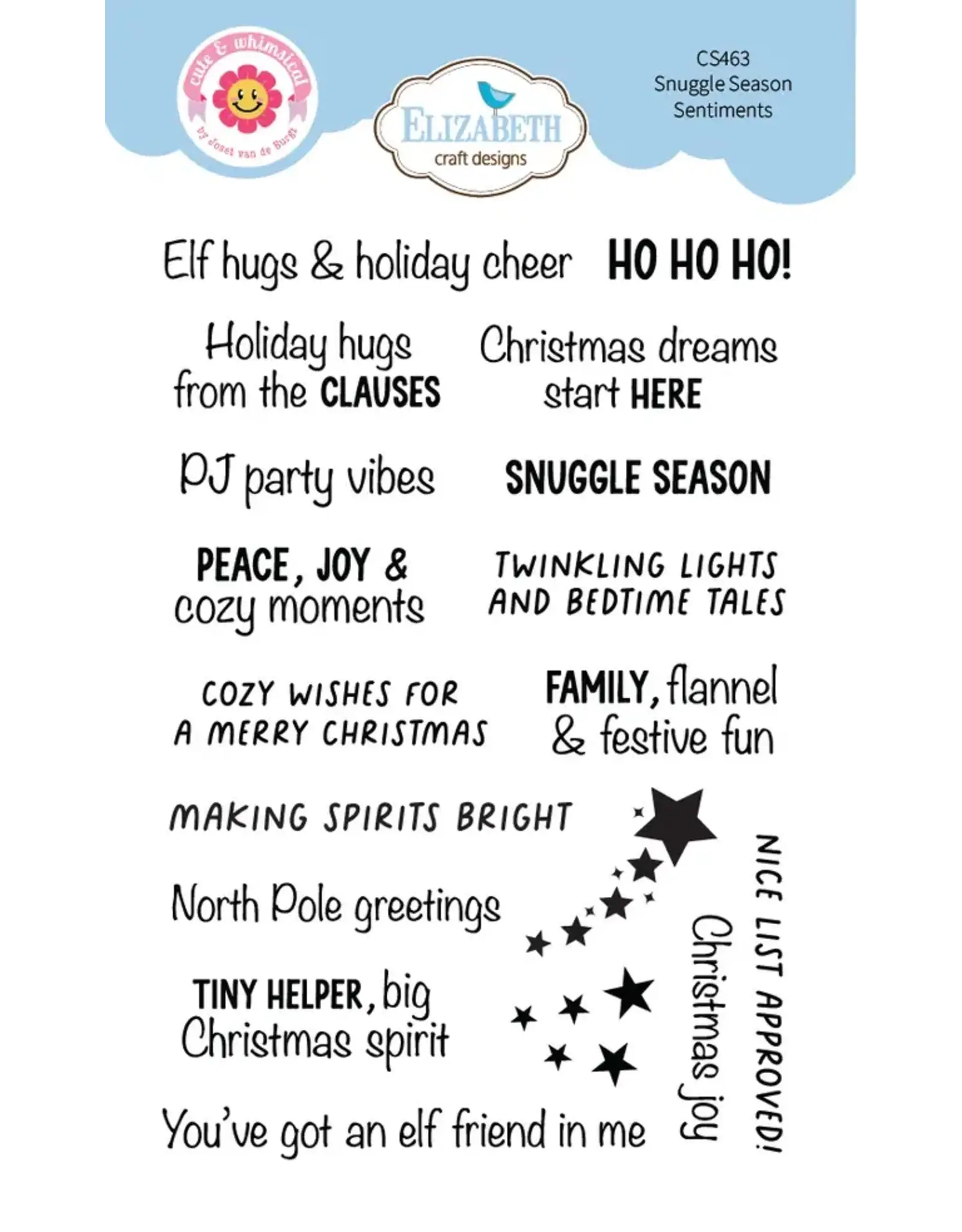 ELIZABETH CRAFT DESIGNS ELIZABETH CRAFT DESIGNS CUTE & WHIMSICAL SNUGGLE SEASON SENTIMENTS CLEAR STAMP SET
