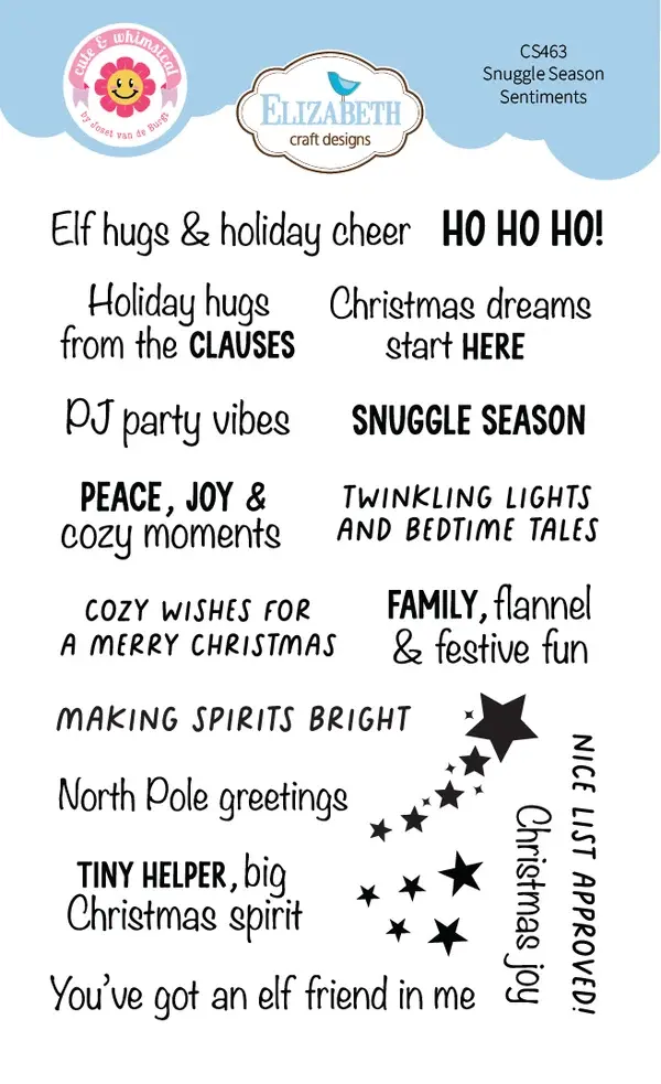ELIZABETH CRAFT DESIGNS ELIZABETH CRAFT DESIGNS CUTE & WHIMSICAL SNUGGLE SEASON SENTIMENTS CLEAR STAMP SET