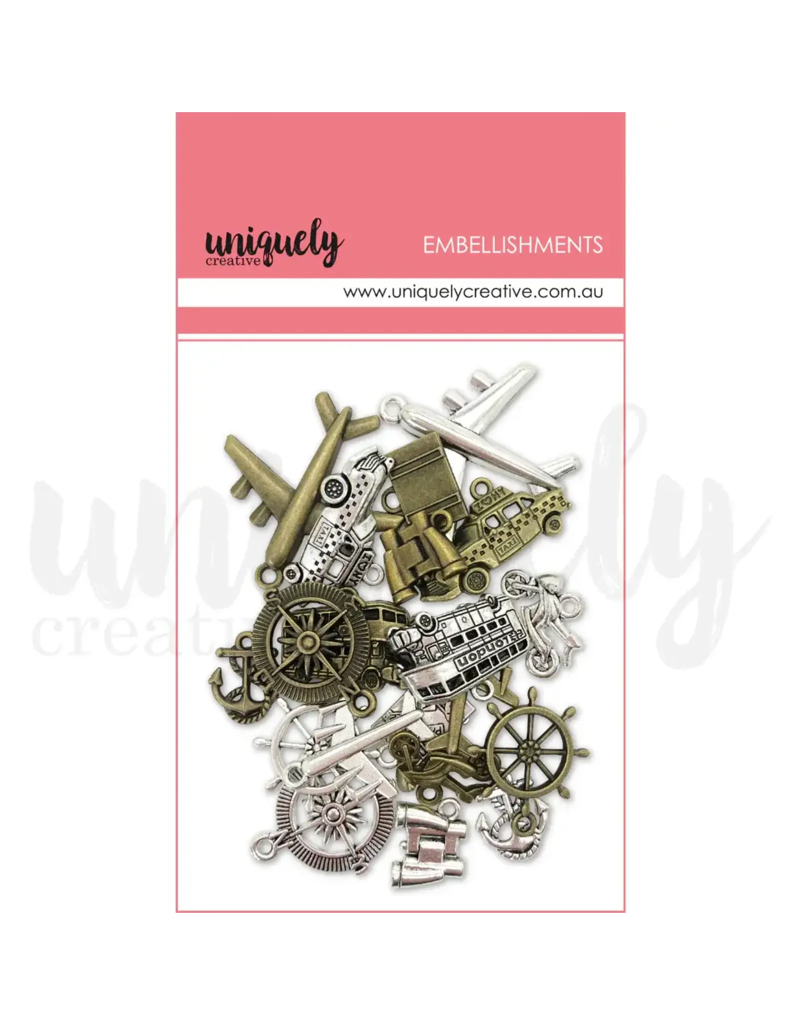 UNIQUELY CREATIVE UNIQUELY CREATIVE TRAVEL CHARMS METAL EMBELLISHMENTS