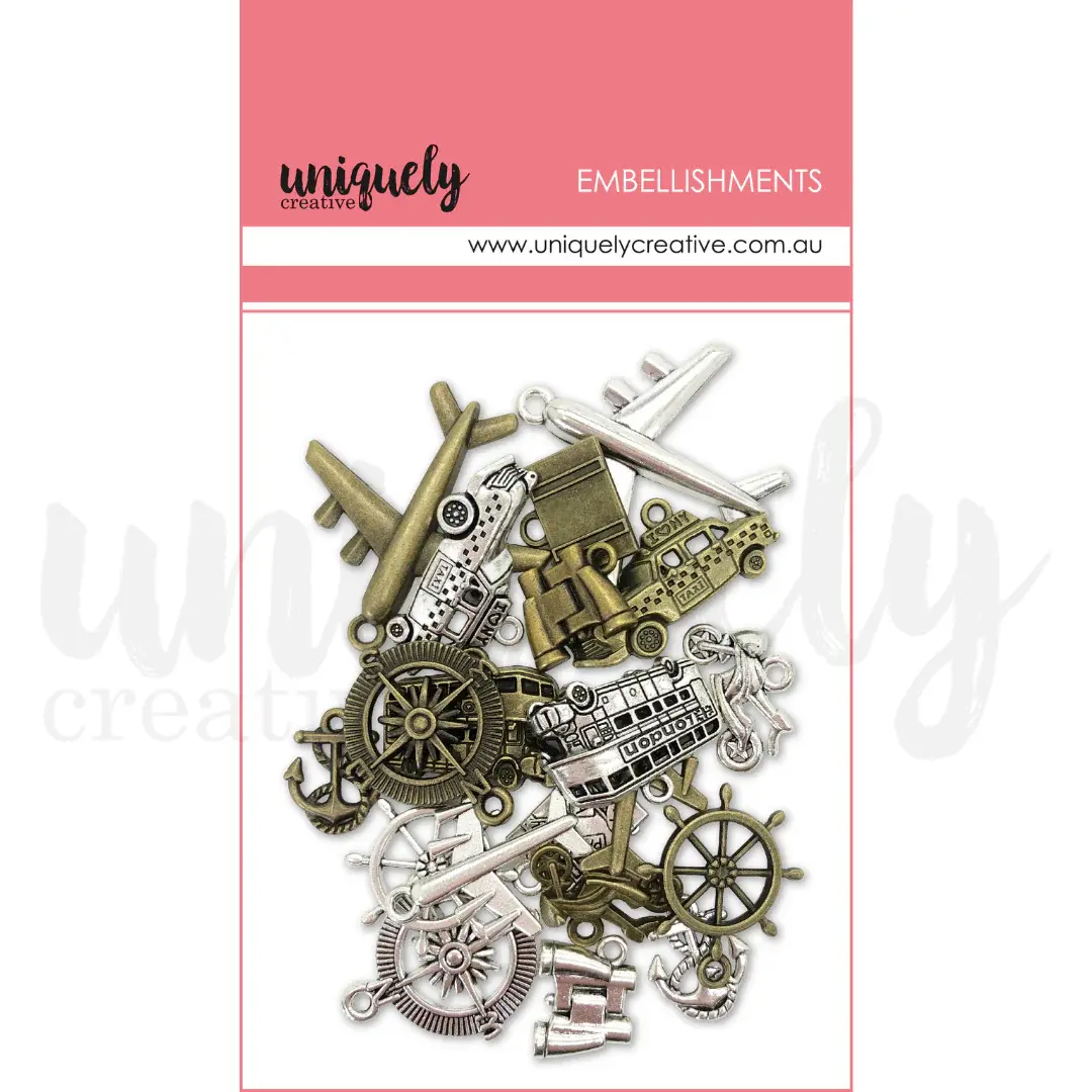 UNIQUELY CREATIVE UNIQUELY CREATIVE TRAVEL CHARMS METAL EMBELLISHMENTS