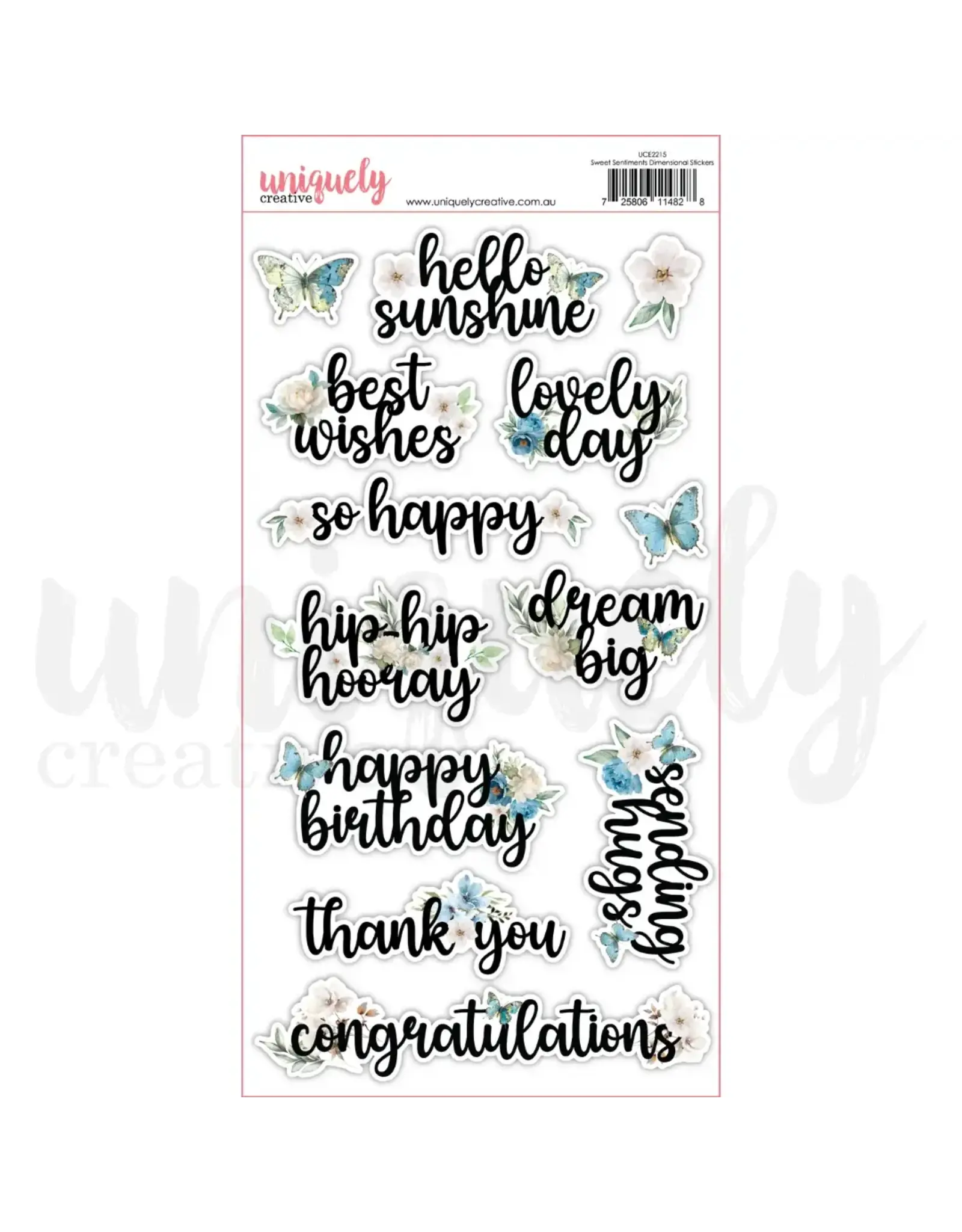 UNIQUELY CREATIVE UNIQUELY CREATIVE SWEET SENTIMENTS DIMENSIONAL STICKERS