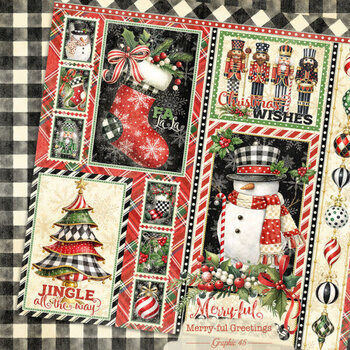 GRAPHIC 45 GRAPHIC 45 MERRY-FUL GREETINGS SIGNATURE CUT-APART 12x12 CARDSTOCK