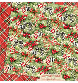 GRAPHIC 45 GRAPHIC 45 MERRY-FUL GREETINGS HOLLY & BOWS 12x12 CARDSTOCK