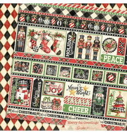 GRAPHIC 45 GRAPHIC 45 MERRY-FUL GREETINGS BORDERS 12x12 CARDSTOCK