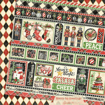 GRAPHIC 45 GRAPHIC 45 MERRY-FUL GREETINGS BORDERS 12x12 CARDSTOCK