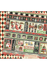 GRAPHIC 45 GRAPHIC 45 MERRY-FUL GREETINGS BORDERS 12x12 CARDSTOCK
