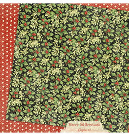 GRAPHIC 45 GRAPHIC 45 MERRY-FUL GREETINGS MISTLETOE & HOLLY 12x12 CARDSTOCK