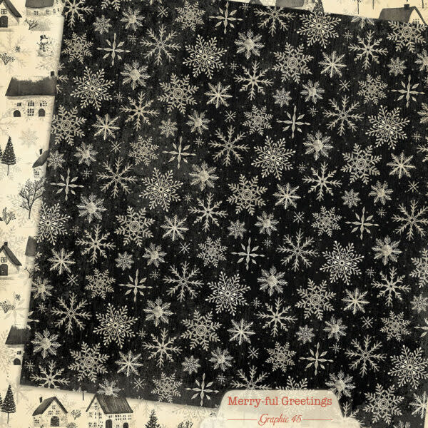 GRAPHIC 45 GRAPHIC 45 MERRY-FUL GREETINGS WINTER SNOWFLAKES 12x12 CARDSTOCK