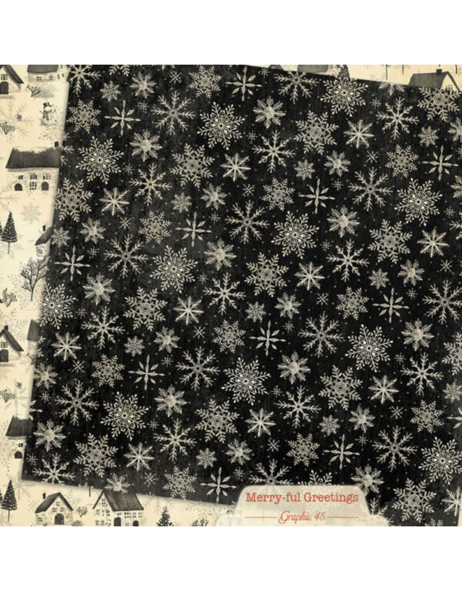 GRAPHIC 45 GRAPHIC 45 MERRY-FUL GREETINGS WINTER SNOWFLAKES 12x12 CARDSTOCK