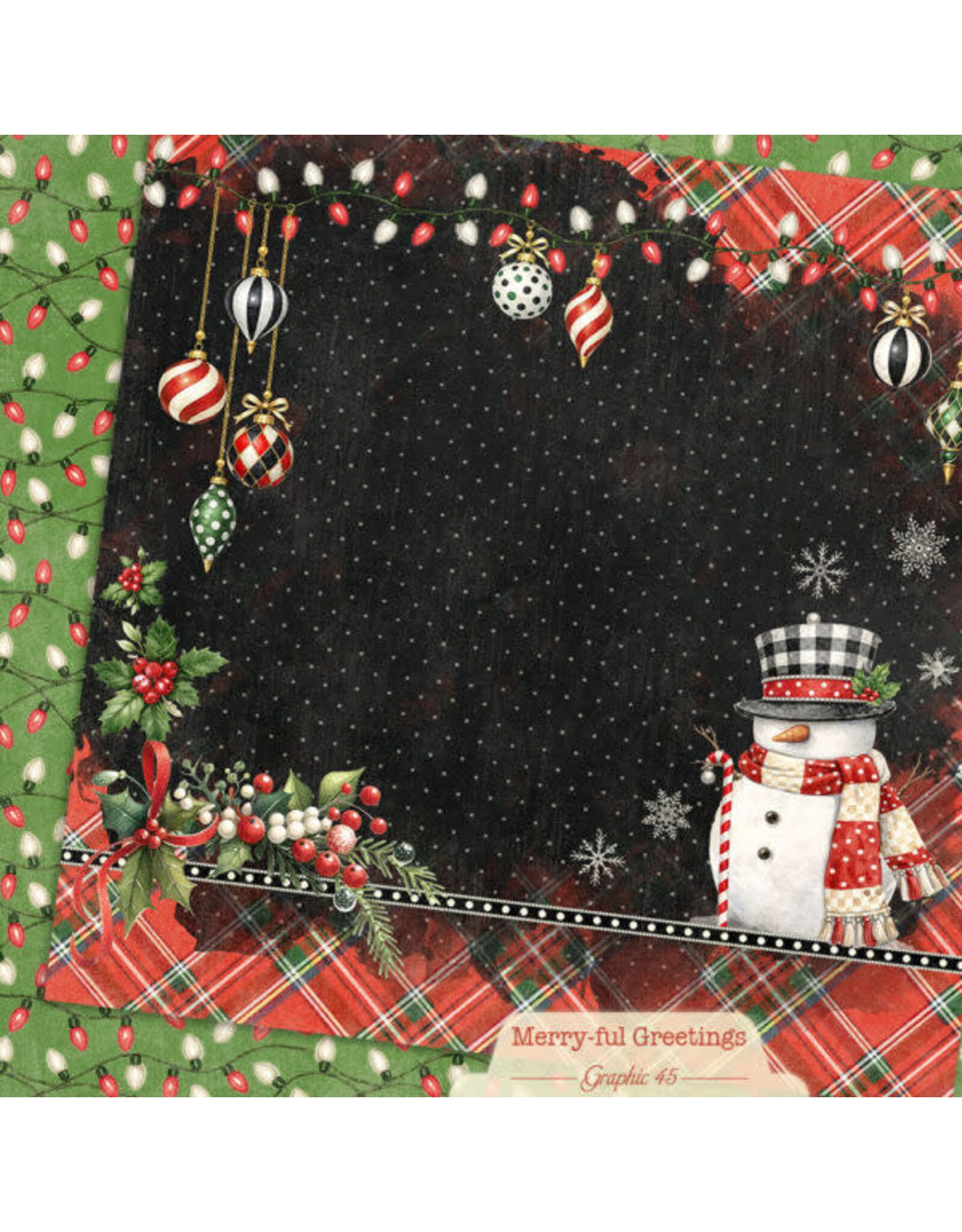 GRAPHIC 45 GRAPHIC 45 MERRY-FUL GREETINGS SNOWMAN LAYOUT 12x12 CARDSTOCK