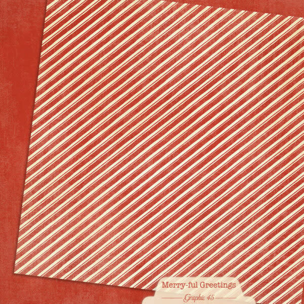 GRAPHIC 45 GRAPHIC 45 MERRY-FUL GREETINGS CANDY CANE PATTERNS & SOLIDS 12x12 CARDSTOCK