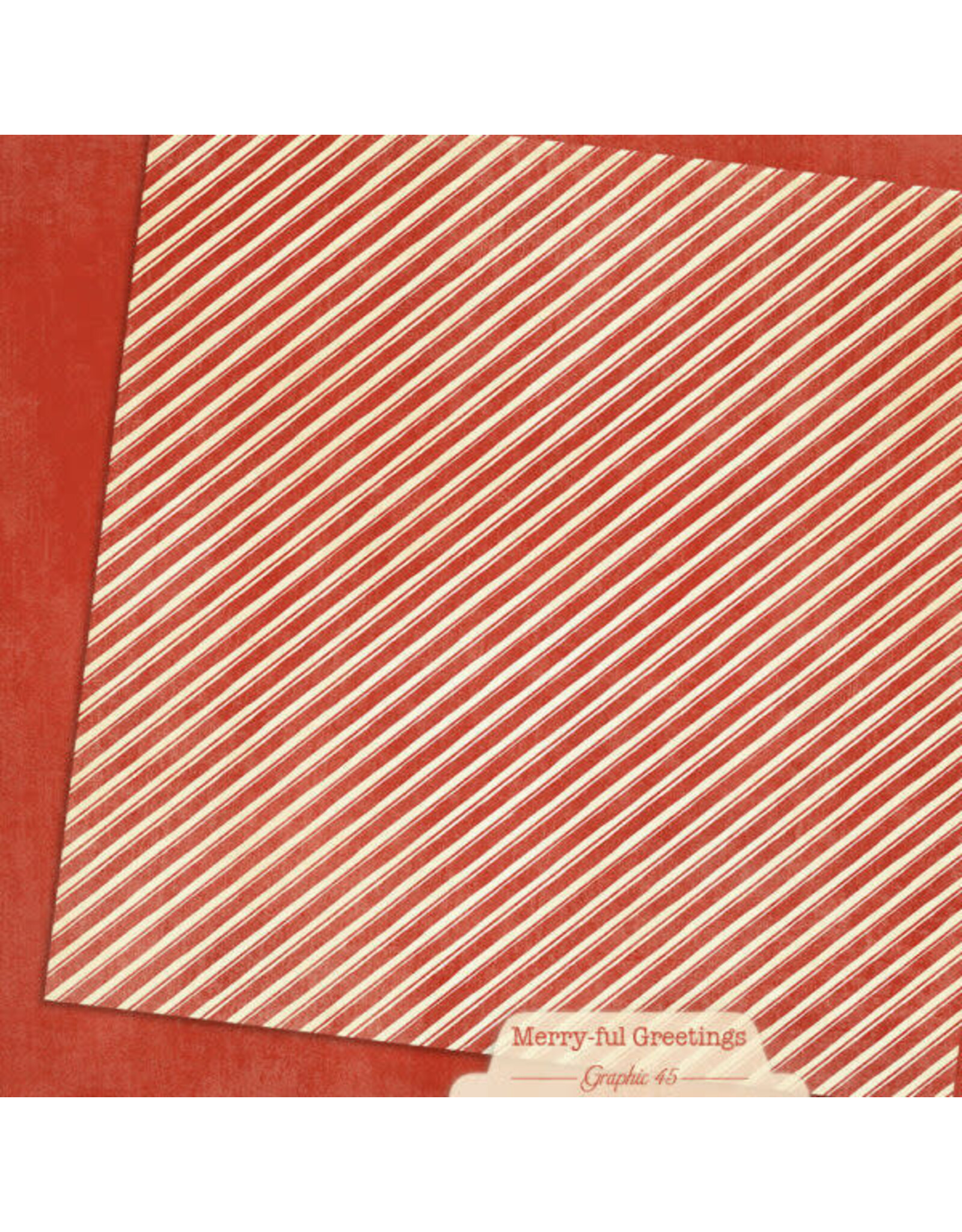 GRAPHIC 45 GRAPHIC 45 MERRY-FUL GREETINGS CANDY CANE PATTERNS & SOLIDS 12x12 CARDSTOCK