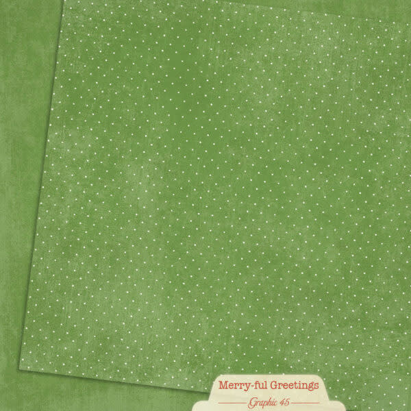 GRAPHIC 45 GRAPHIC 45 MERRY-FUL GREETINGS PINE GREEN PATTERNS & SOLIDS 12x12 CARDSTOCK