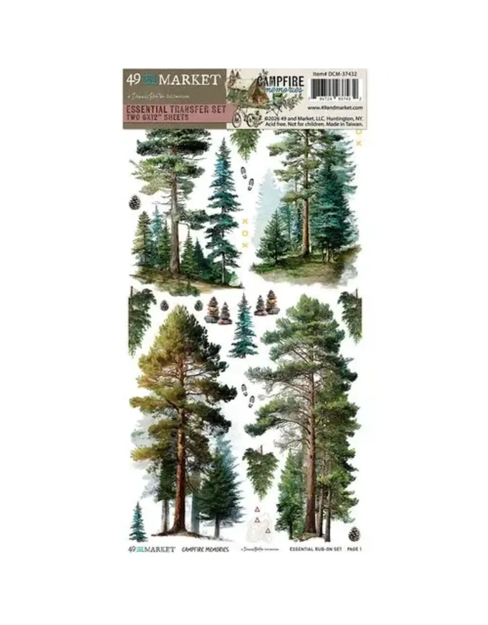 49 AND MARKET 49 AND MARKET CAMPFIRE MEMORIES ESSENTIAL 6x12 RUB-ON TRANSFER SET 2/PK