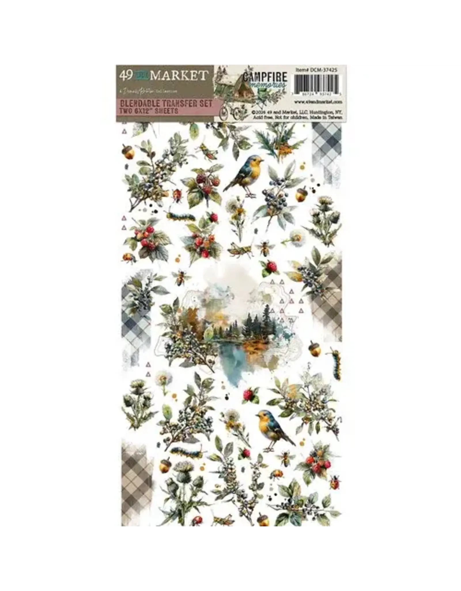 49 AND MARKET 49 AND MARKET CAMPFIRE MEMORIES BLENDABLE 6x12 RUB-ON TRANSFER SET 2/PK