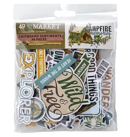 49 AND MARKET 49 AND MARKET CAMPFIRE MEMORIES CHIPBOARD SENTIMENTS SET 36 PIECES