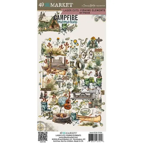 49 AND MARKET 49 AND MARKET CAMPFIRE MEMORIES 6x12 LASER CUT FISHING ELEMENTS