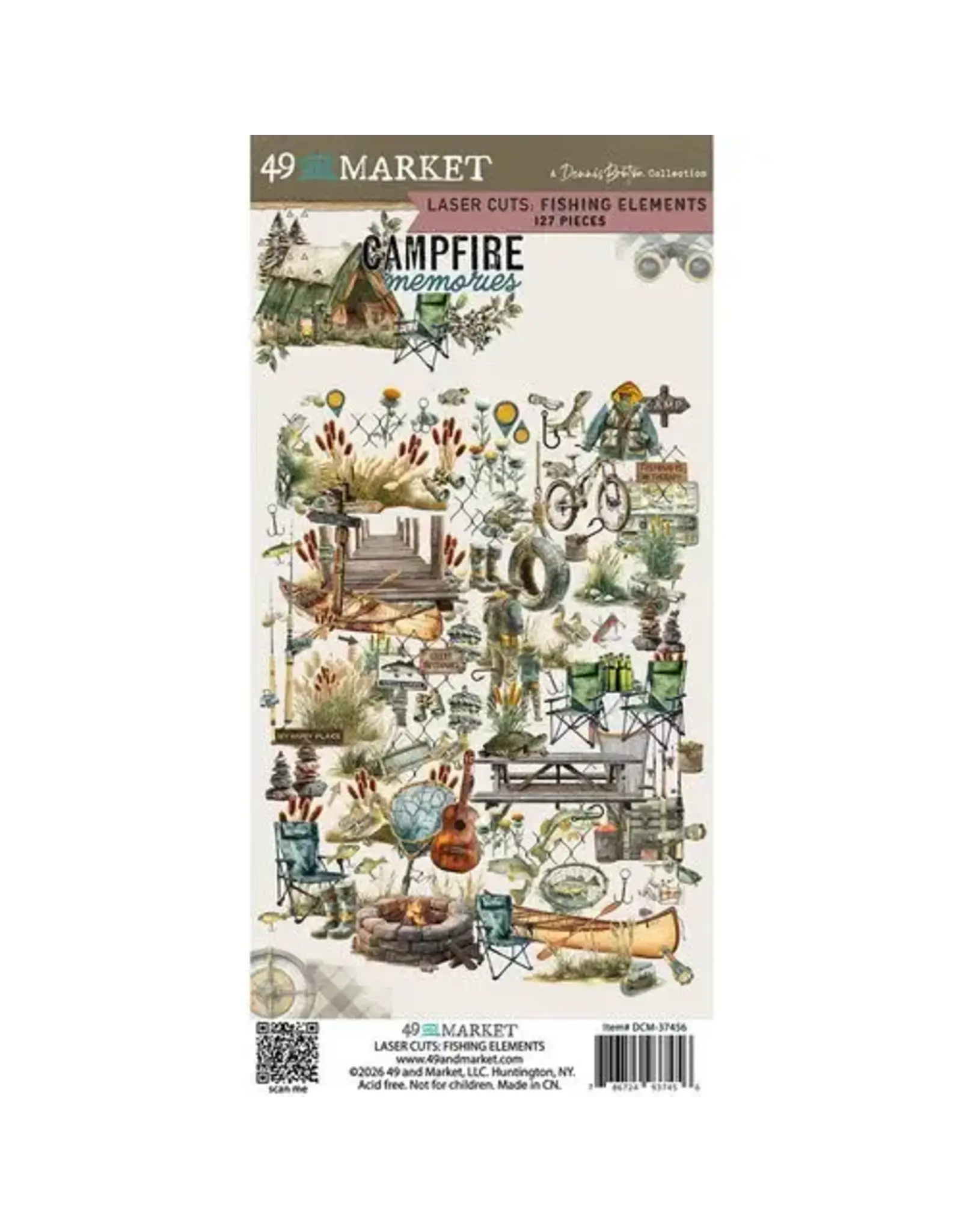 49 AND MARKET 49 AND MARKET CAMPFIRE MEMORIES 6x12 LASER CUT FISHING ELEMENTS