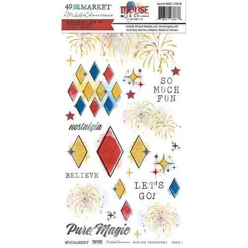 49 AND MARKET 49 AND MARKET MOUSE AND CO BLENDABLE 6x12 RUB-ON TRANSFER SET 2/PK