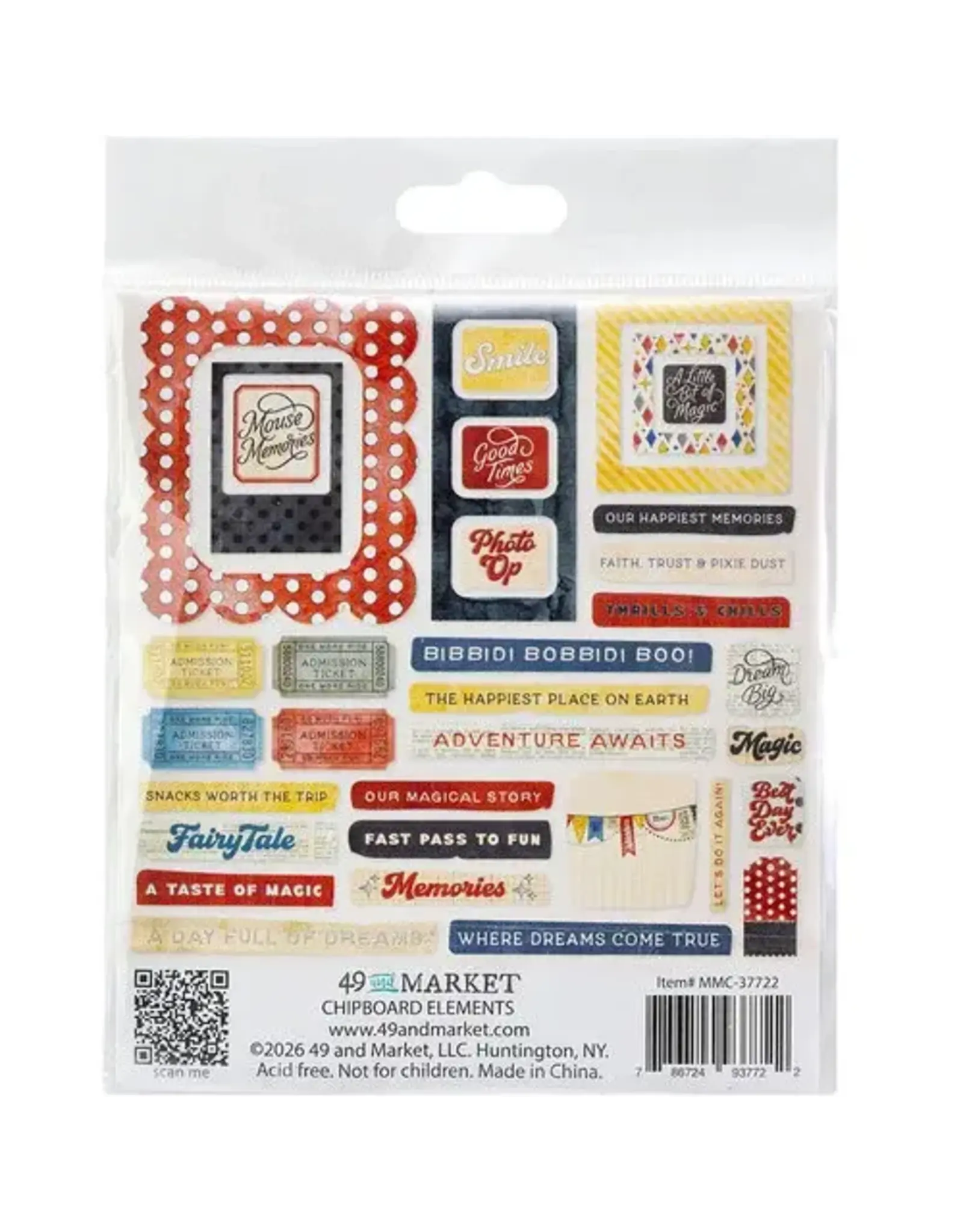 49 AND MARKET 49 AND MARKET MOUSE AND CO CHIPBOARD SET 34 PIECES