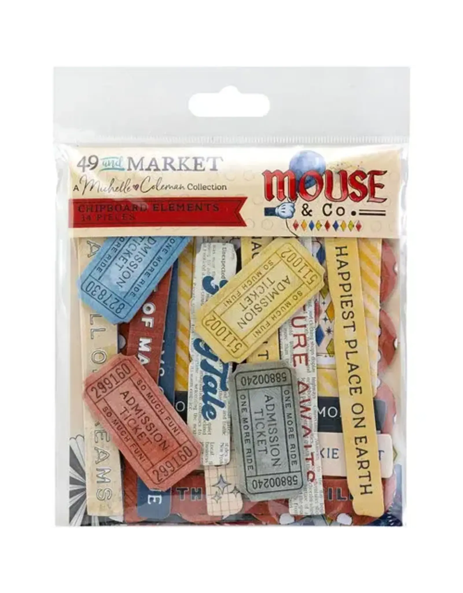 49 AND MARKET 49 AND MARKET MOUSE AND CO CHIPBOARD SET 34 PIECES