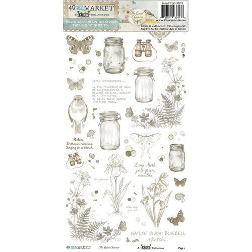 49 AND MARKET 49 AND MARKET THE QUIET OBSERVER ESSENTIAL 6x12 RUB-ON TRANSFER SET 2/PK