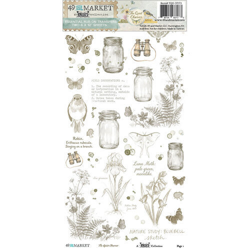 49 AND MARKET 49 AND MARKET THE QUIET OBSERVER ESSENTIAL 6x12 RUB-ON TRANSFER SET 2/PK