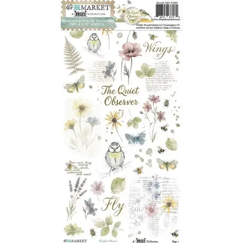 49 AND MARKET 49 AND MARKET THE QUIET OBSERVER BLENDABLE 6x12 RUB-ON TRANSFER SET 2/PK