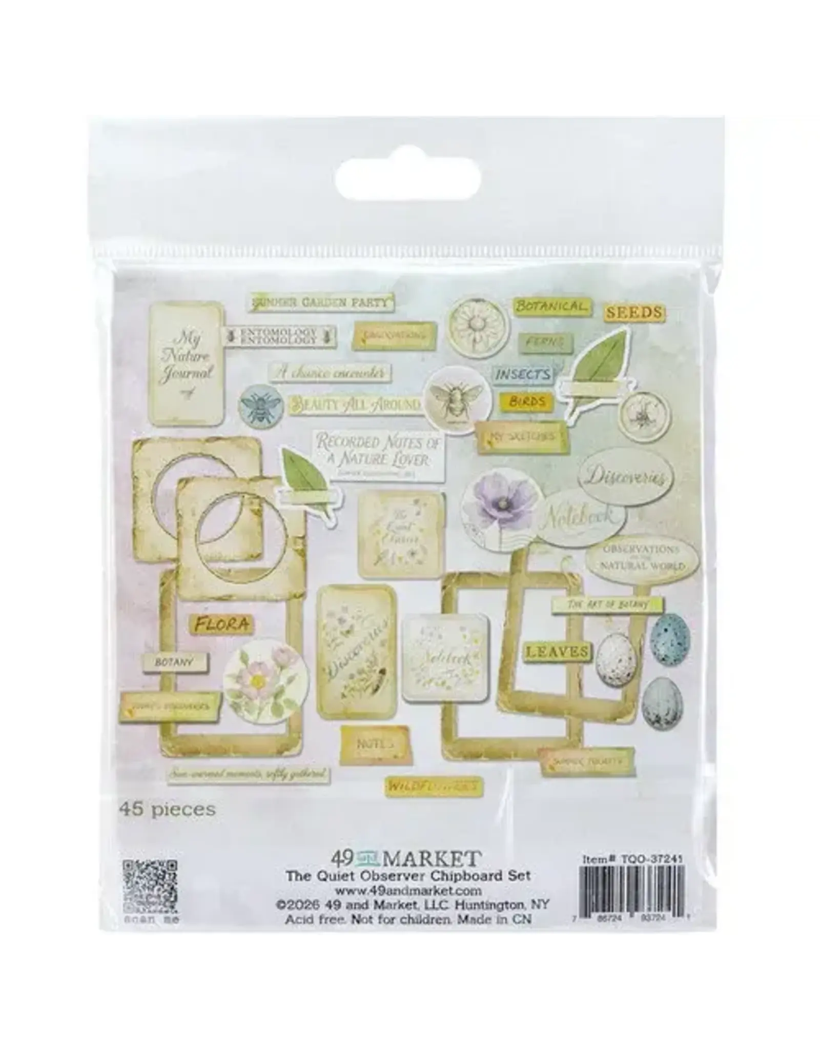 49 AND MARKET 49 AND MARKET THE QUIET OBSERVER CHIPBOARD SET 45 PIECES