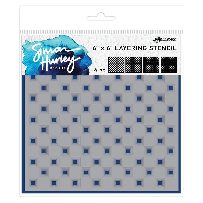 RANGER RANGER SIMON HURLEY CHECKERED 6x6 LAYERING STENCIL SET