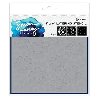 RANGER RANGER SIMON HURLEY WHIMSY FLOWERS 6x6 LAYERING STENCIL SET
